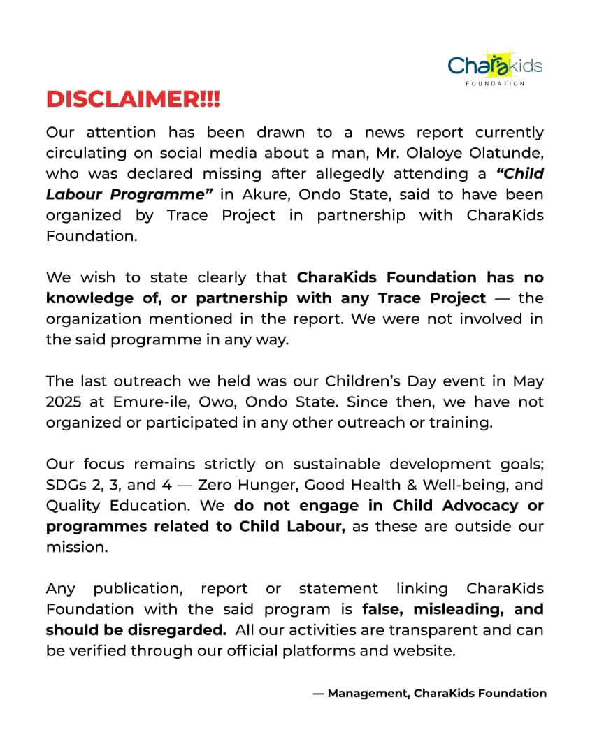 Disclaimer Kids Example Disclaimer!!! Charakids Foundation Clarifies...